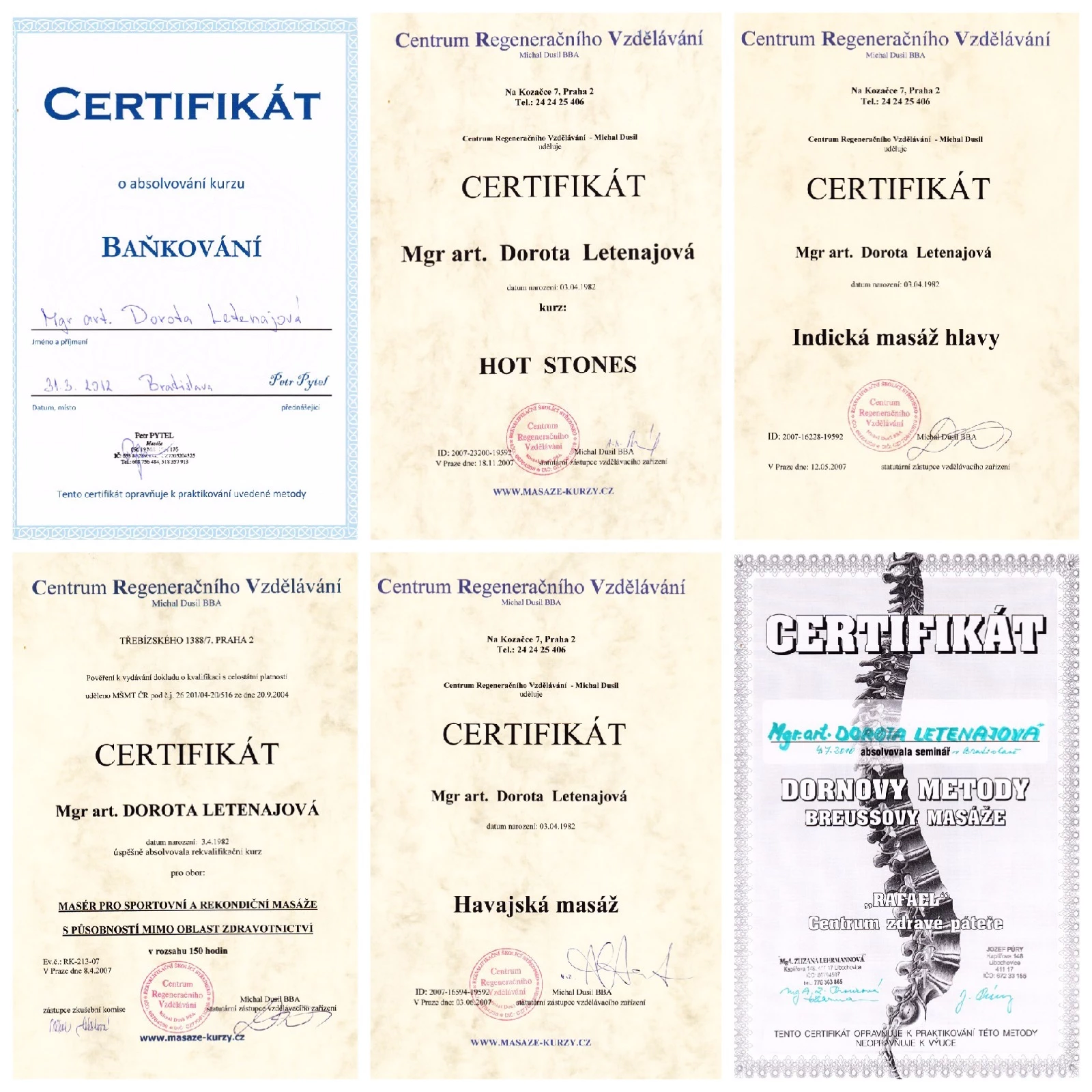 Koláž certifikátov